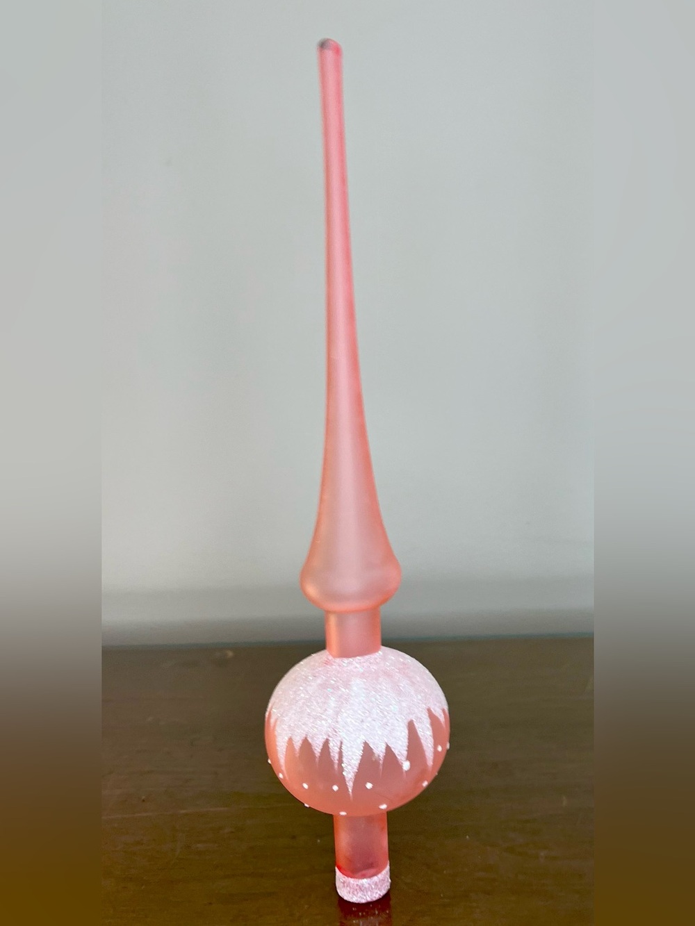 Vintage Christmas Tree Topper Blown Glass Finial Pink-Mica Glitter- WGermany MCM - Picture 4 of 16